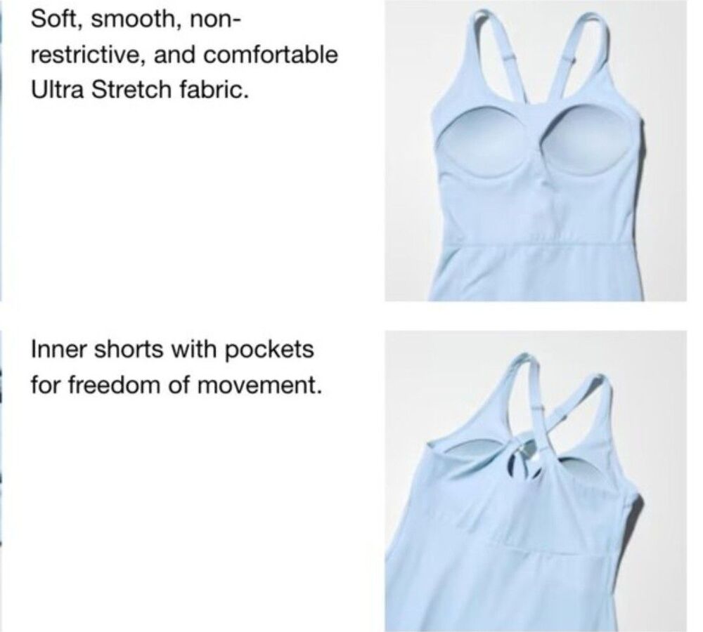 UNIQLO AIRism White Skort Mini Dress LARGE Pockets Stretch Pickleball Gorpcore - Picture 7 of 7